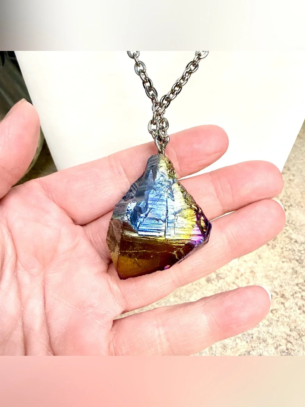 Titanium Aura Quartz pendant necklace